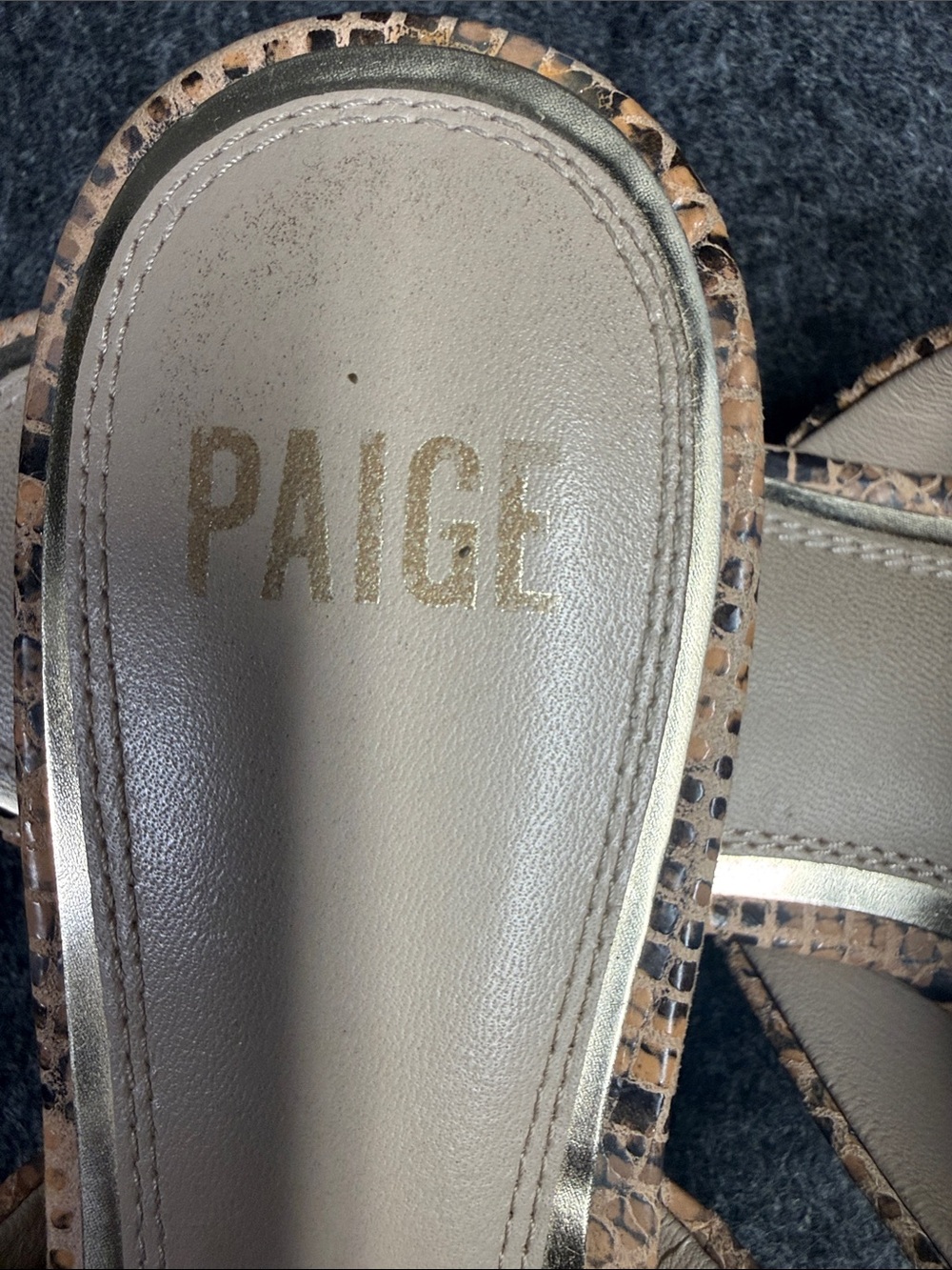 PAIGE Alia Beige Snake-Print Pointed Mules - Picture 2 of 7